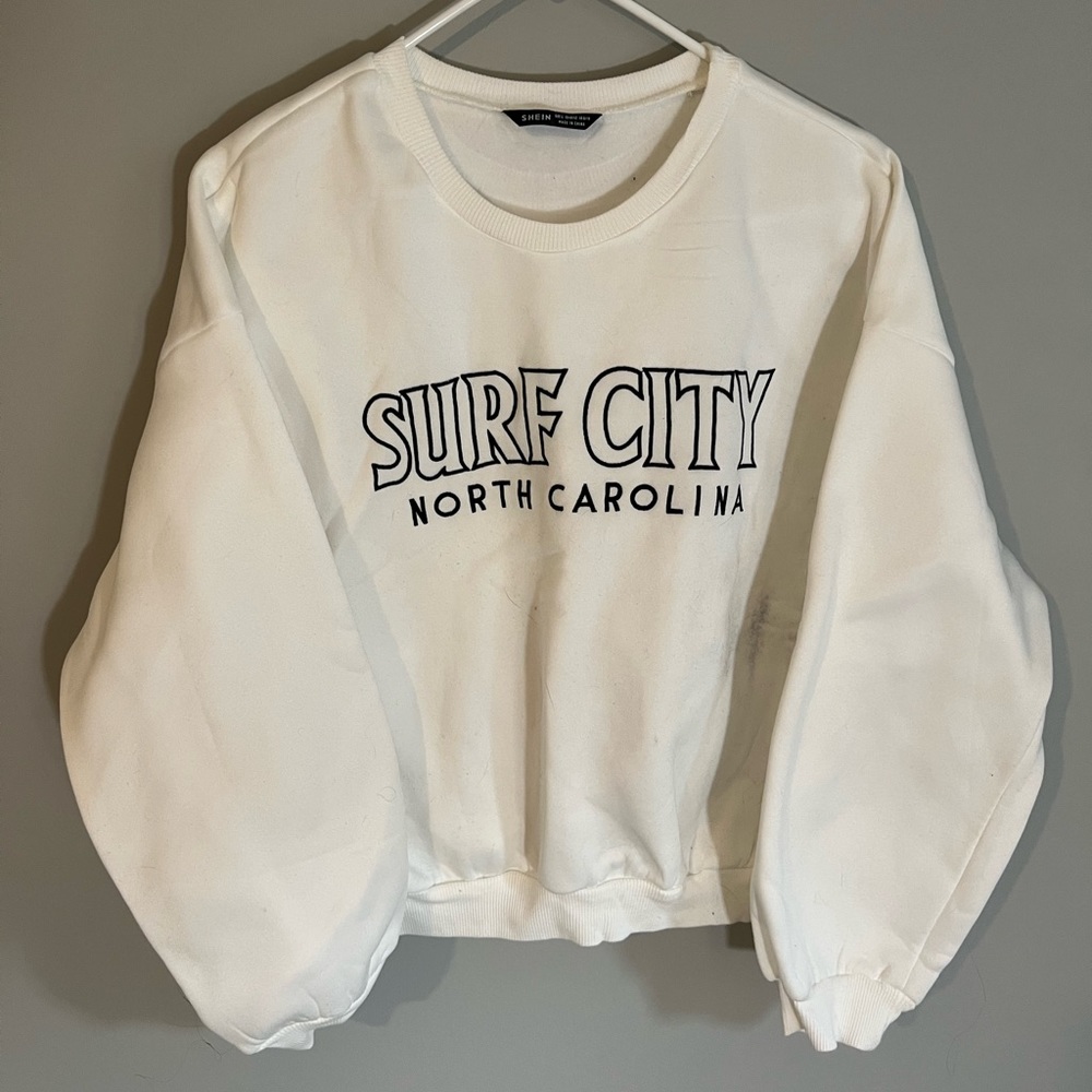 Surf City NC Sweater White Long Sleeve